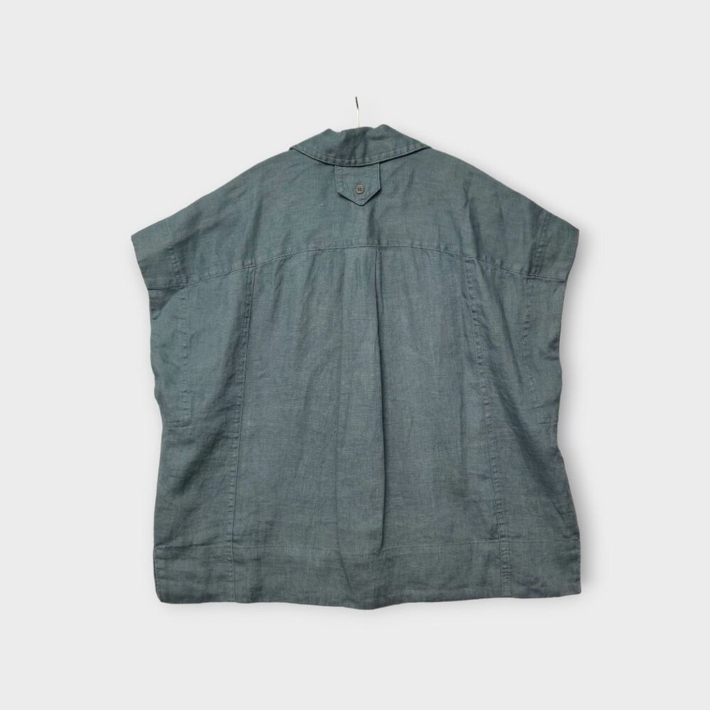 MADEWELL Flap-Pocket Button-Up Shirt in 100% Linen Blue XS NWT - Picture 8 of 11